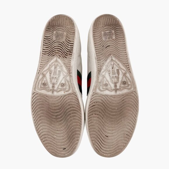 Gucci Pearl-Embellished Ace Sneakers White Leather Size 38.5 US 8.5 Women's - Picture 13 of 15